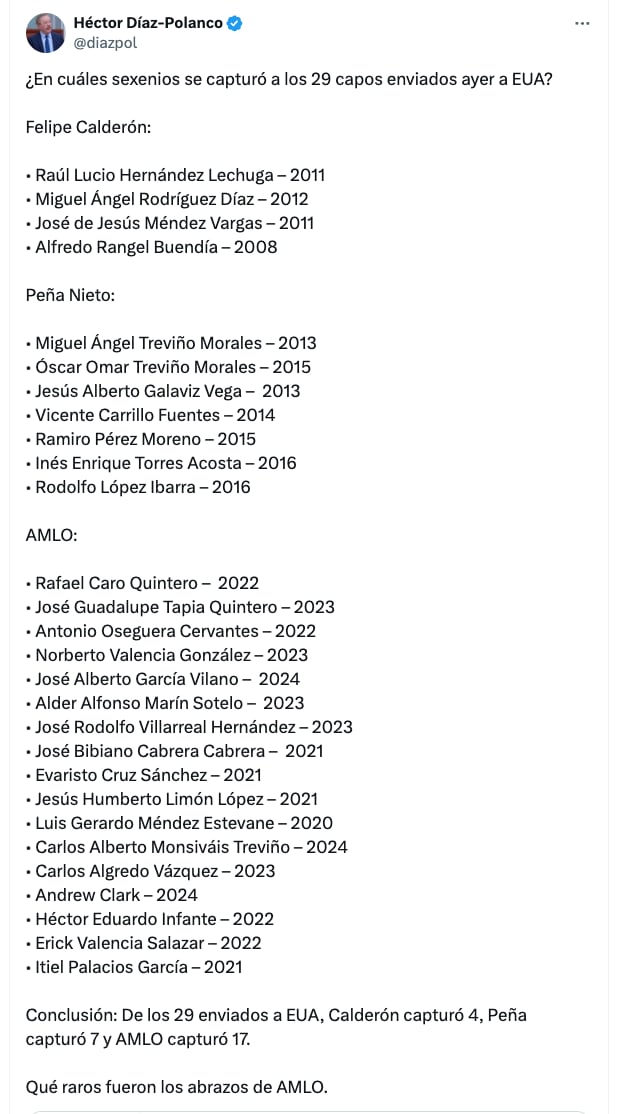 Detenciones de capos durante los últimos 3 sexenios