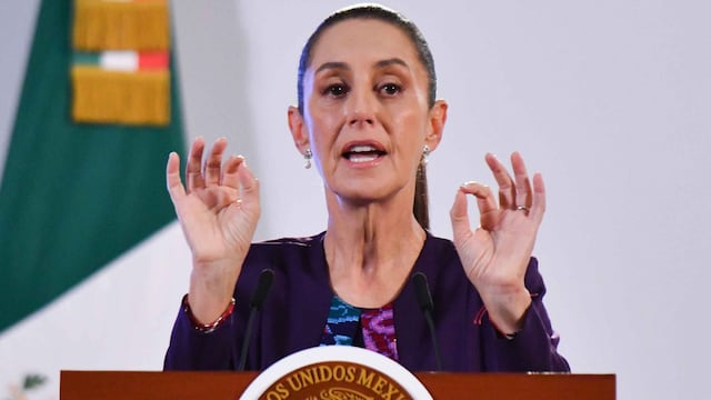 Claudia Sheinbaum, presidenta de México, durante su intervención en la "Mañanera del Pueblo"