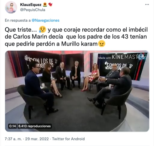critica a Carlos Marín en Twitter