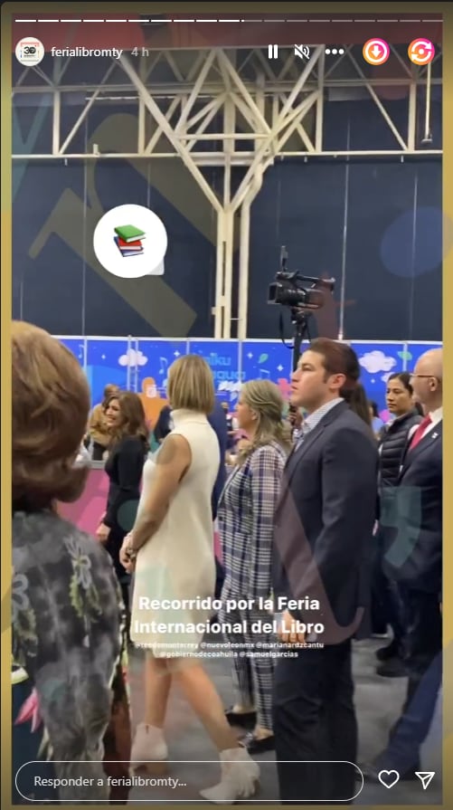 Samuel García y Mariana Rodríguez en la inauguración de la Feria Internacional del Libro Monterrey 2022