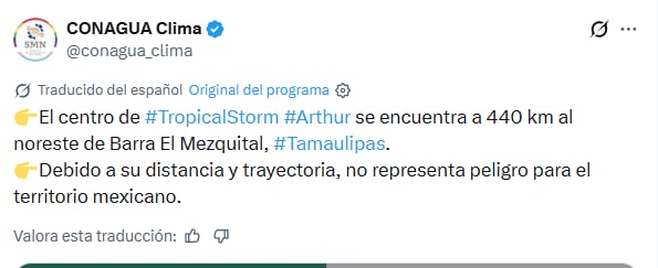 Tormenta Tropical “Arthur”