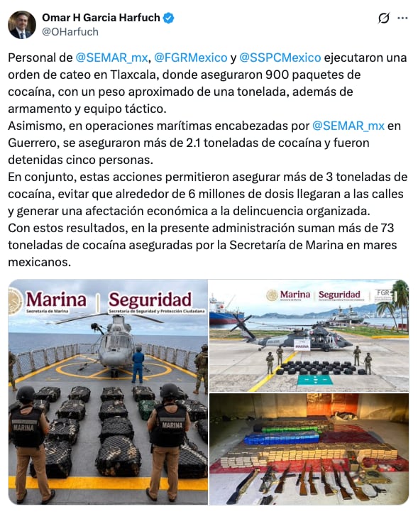 Aseguramiento 3 toneladas de cocaína