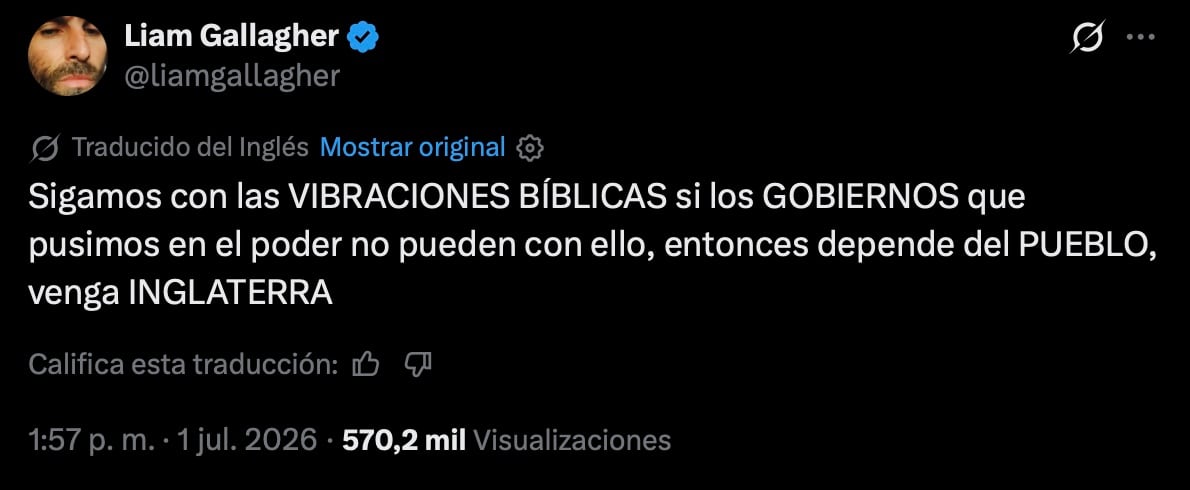 Liam Gallagher descarta riesgos en México: “Todo va a salir bien”