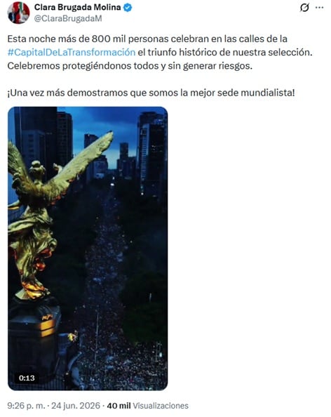 CDMX a tope: más de 800 mil personas celebran la victoria de México ante Chequia
