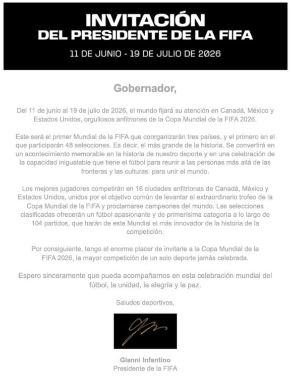 Invitación de Gianni Infantino a Samuel García por el Mundial 2026