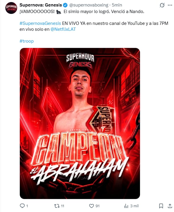 El Abrahaham vence a Nando en la segunda pelea de Supernova Génesis 2026