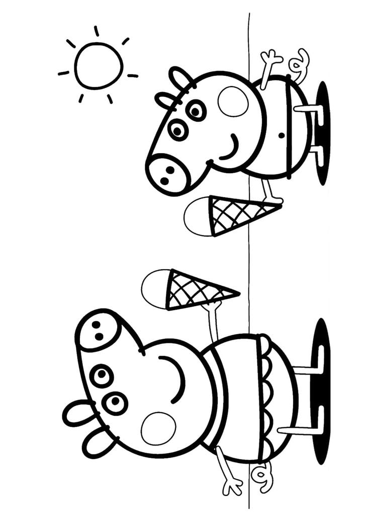 Dibujos de Peppa Pig en primavera para colorear