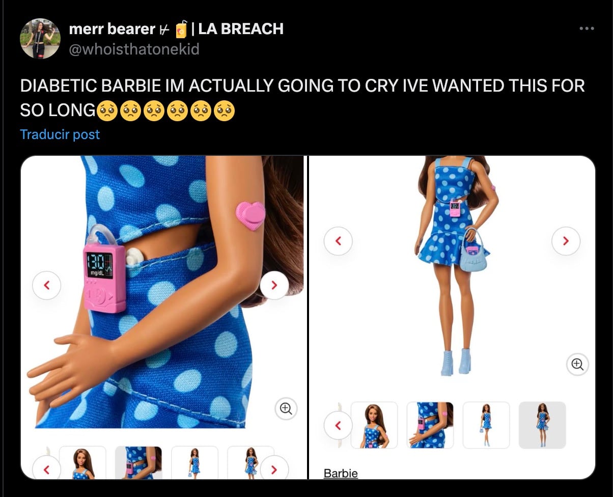 Usuarios reaccionan a Barbie con diabetes de Mattel