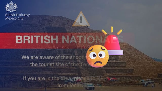 Embajada del Reino Unido emite alerta por violencia en Teotihuacán