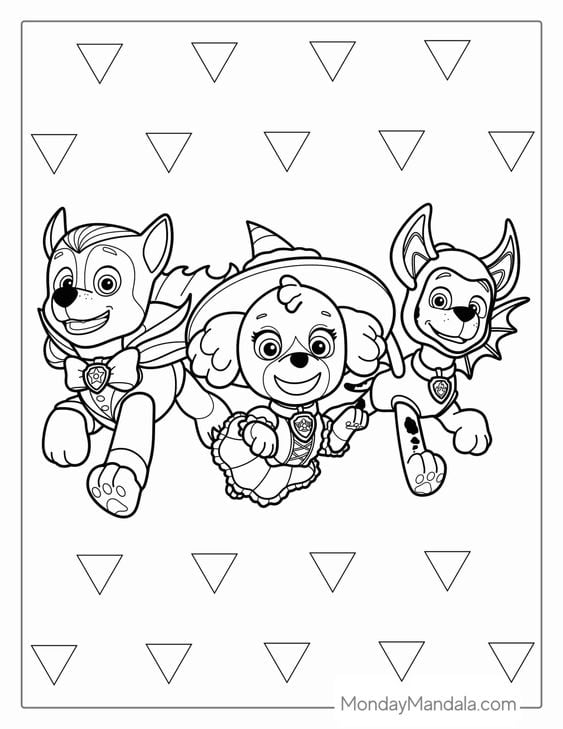 Dibujos de Skye brujita de Paw Patrol para colorear por Halloween