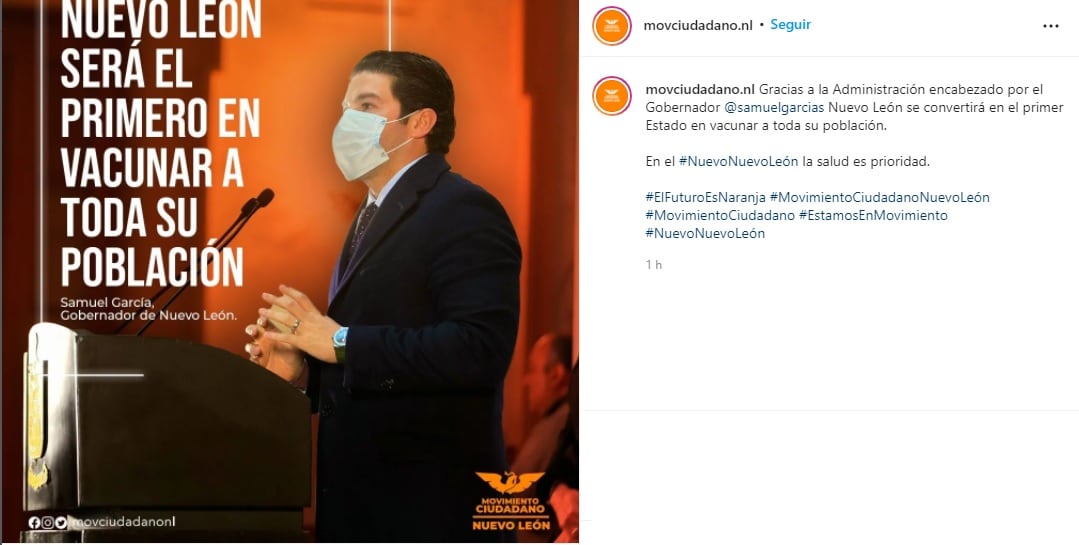 Movimiento Ciudadano presume al gobierno de Samuel García