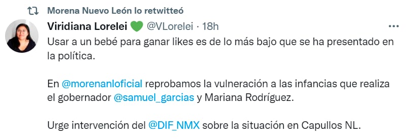 captura de tuit de Morena de Nuevo León