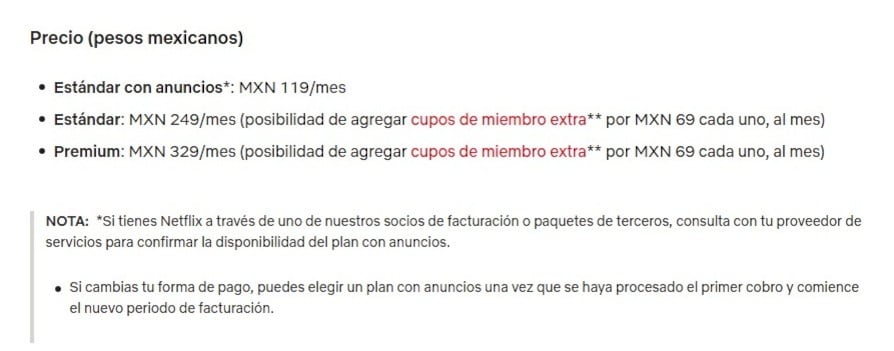 Correo electrónico Precio de Netflix en México aumenta en 2025