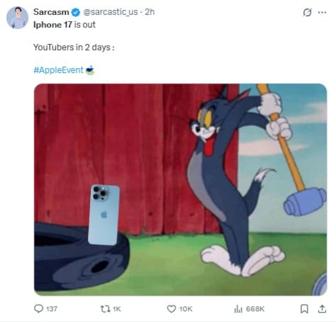 Memes sobre el anuncio del iPhone 17