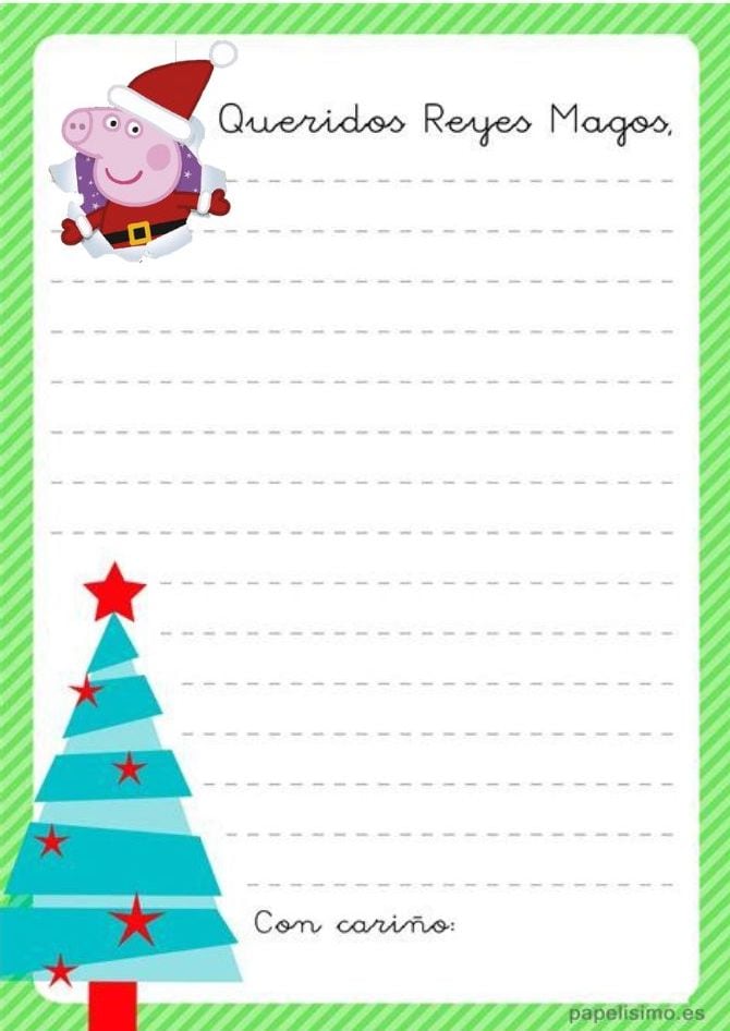 Carta a los Reyes Magos de Peppa Pig: 5 sencillas plantillas que puedes imprimir