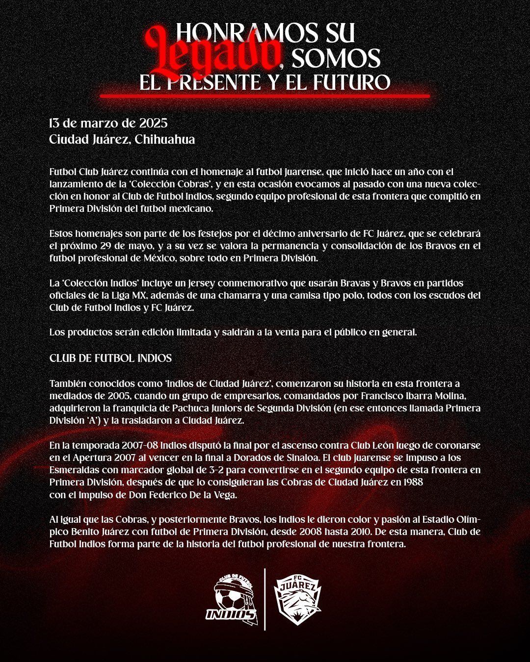 Comunicado de FC Juárez.