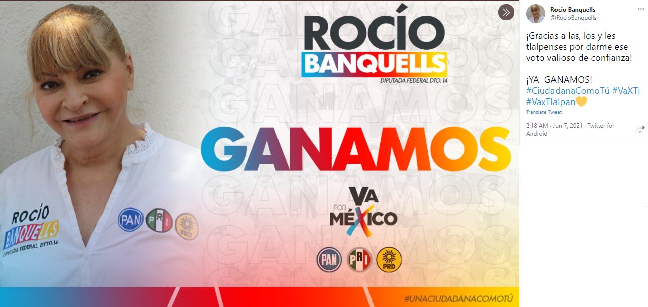 Rocío Banquells agradece el apoyo a su diputación.