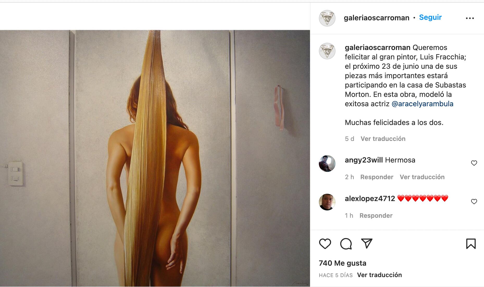 Aracely Arámbula posó para el pintor Luis Francchia