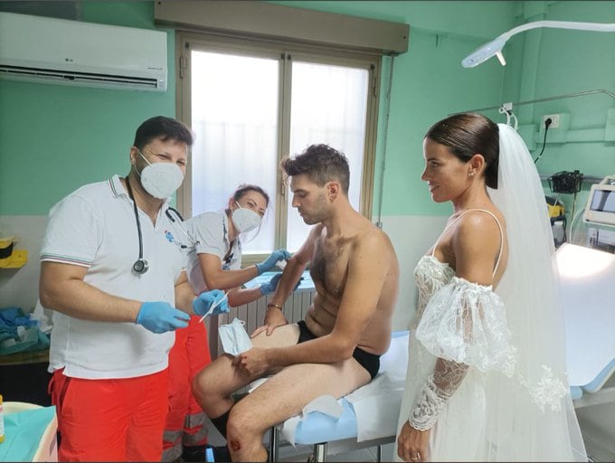 Novio y novia en el hospital tras accidente