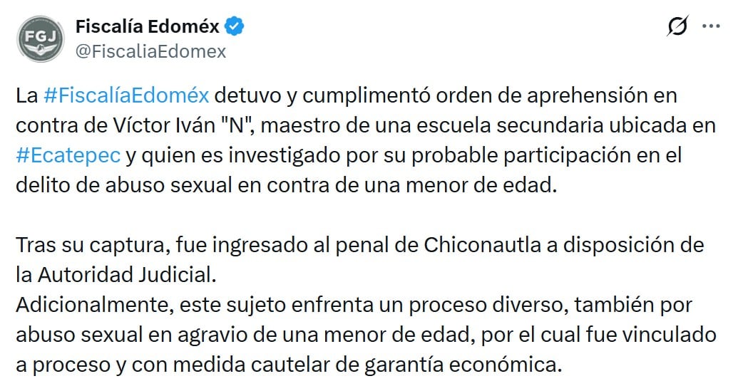 Víctor Iván, profesor de Ecatepec, es detenido de nuevo
