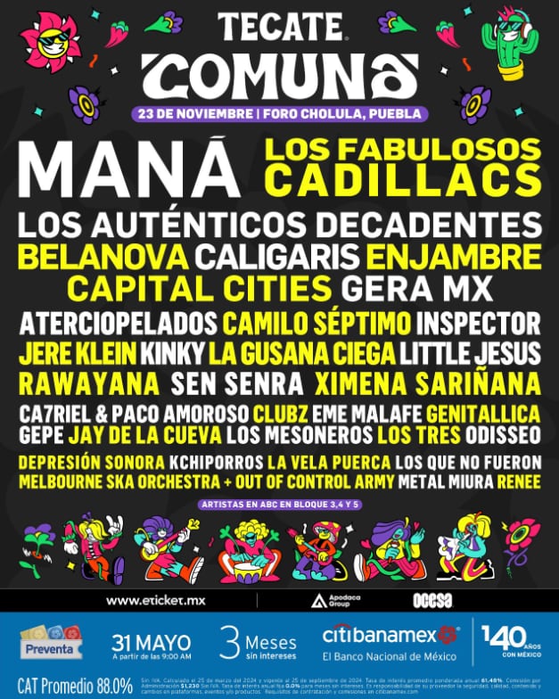 Cartel completo de Tecate Comuna 2024