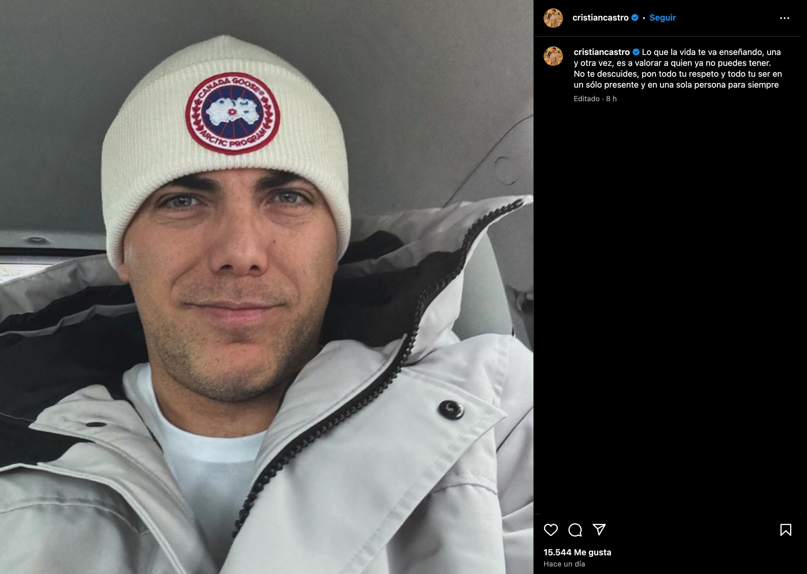 Cristian Castro comparte un mesaje para reflexionar sobre "perder a alguien"