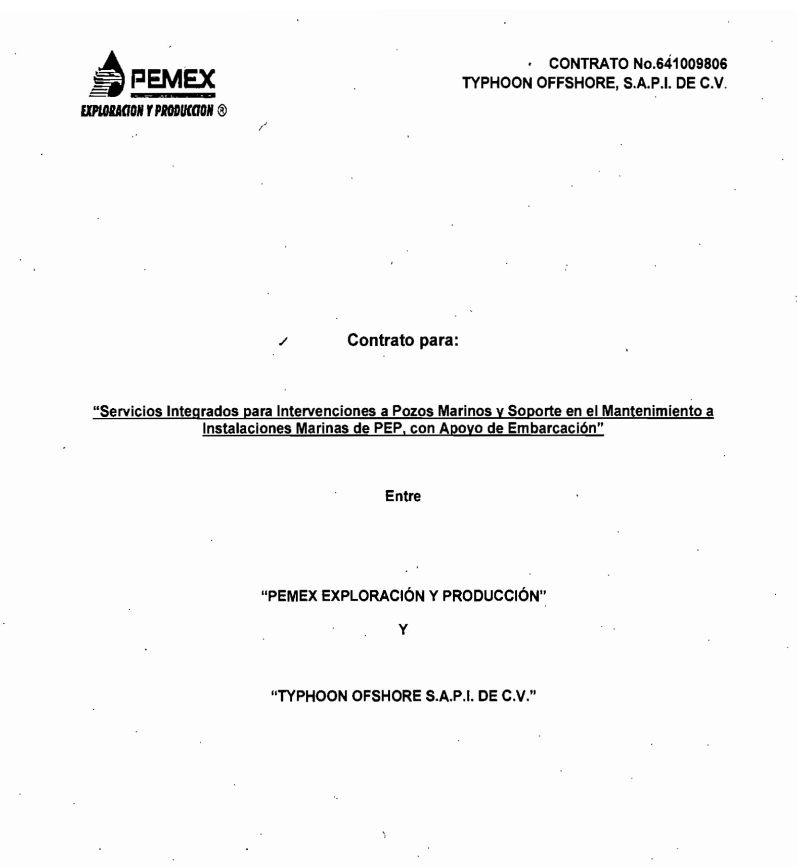 Contrato de Typhoon Offshore con Pemex