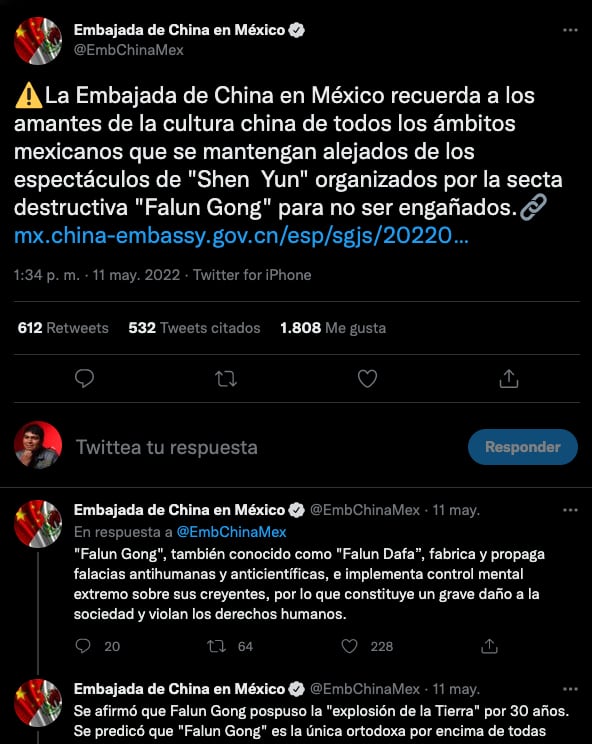Twitter Embajada de China en México