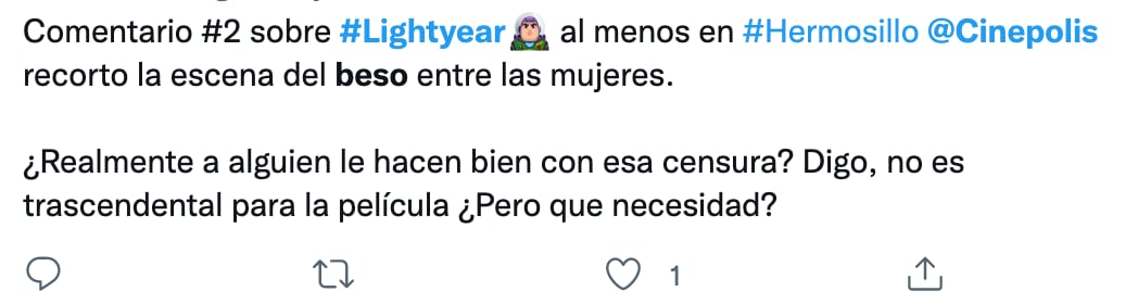Acusan a Cinépolis y Cinemex de censura poor beso lésbico en Lightyear