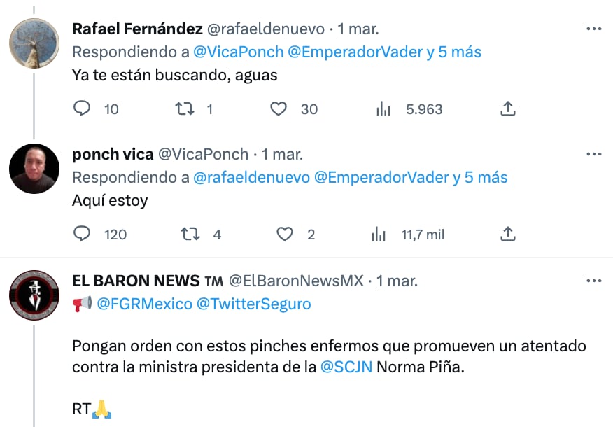 Amenazas a Norma Piña