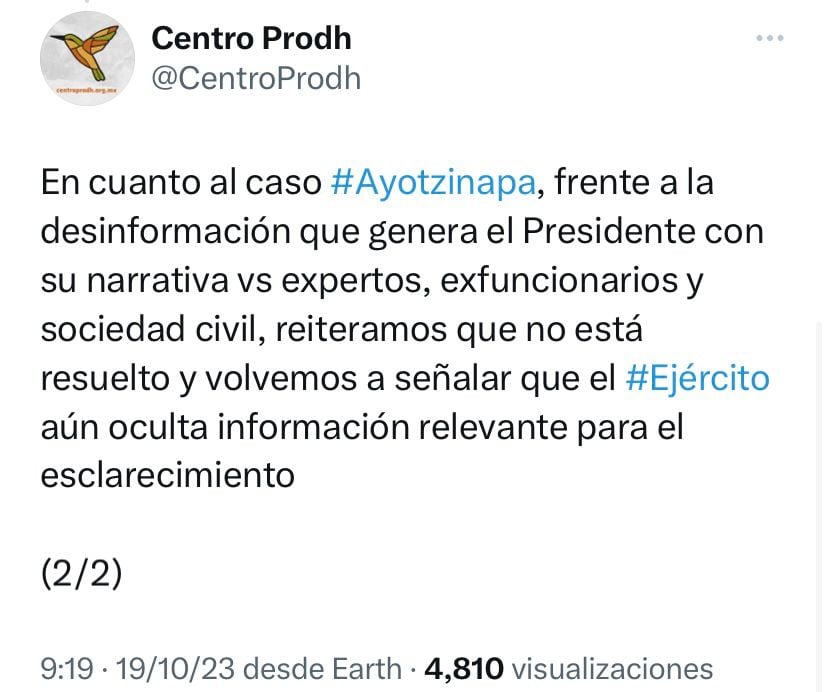 Captura de pantalla, Centro Prodh