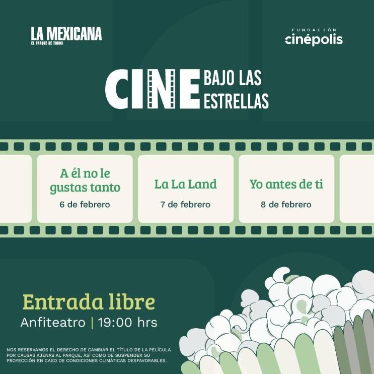 Cine bajo las estrellas en Parque La Mexicana