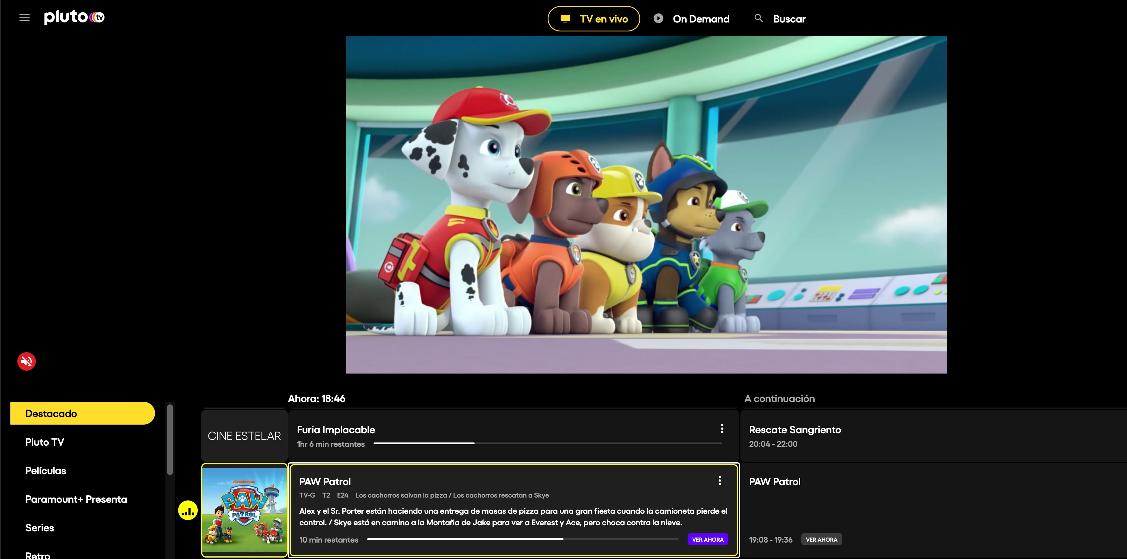 Paw Patrol en PlutoTV