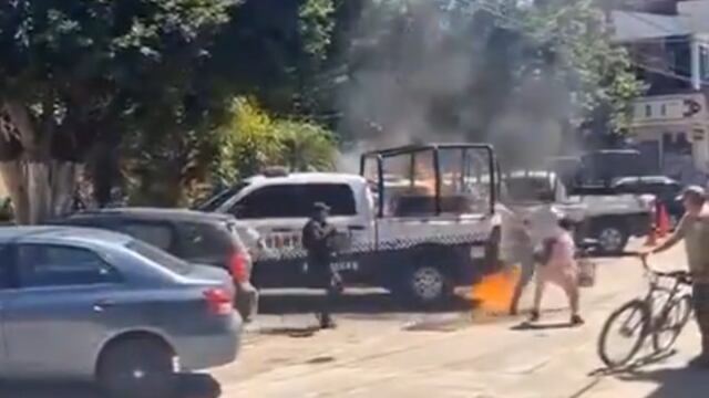 Manifestación termina con quema de patrulla