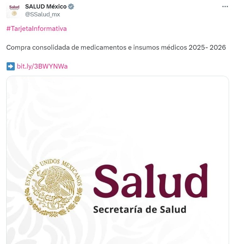 Secretaría de Salud sobre fallo de compra de medicamentos