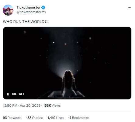 Tuit sobre el concierto de Beyoncé en México