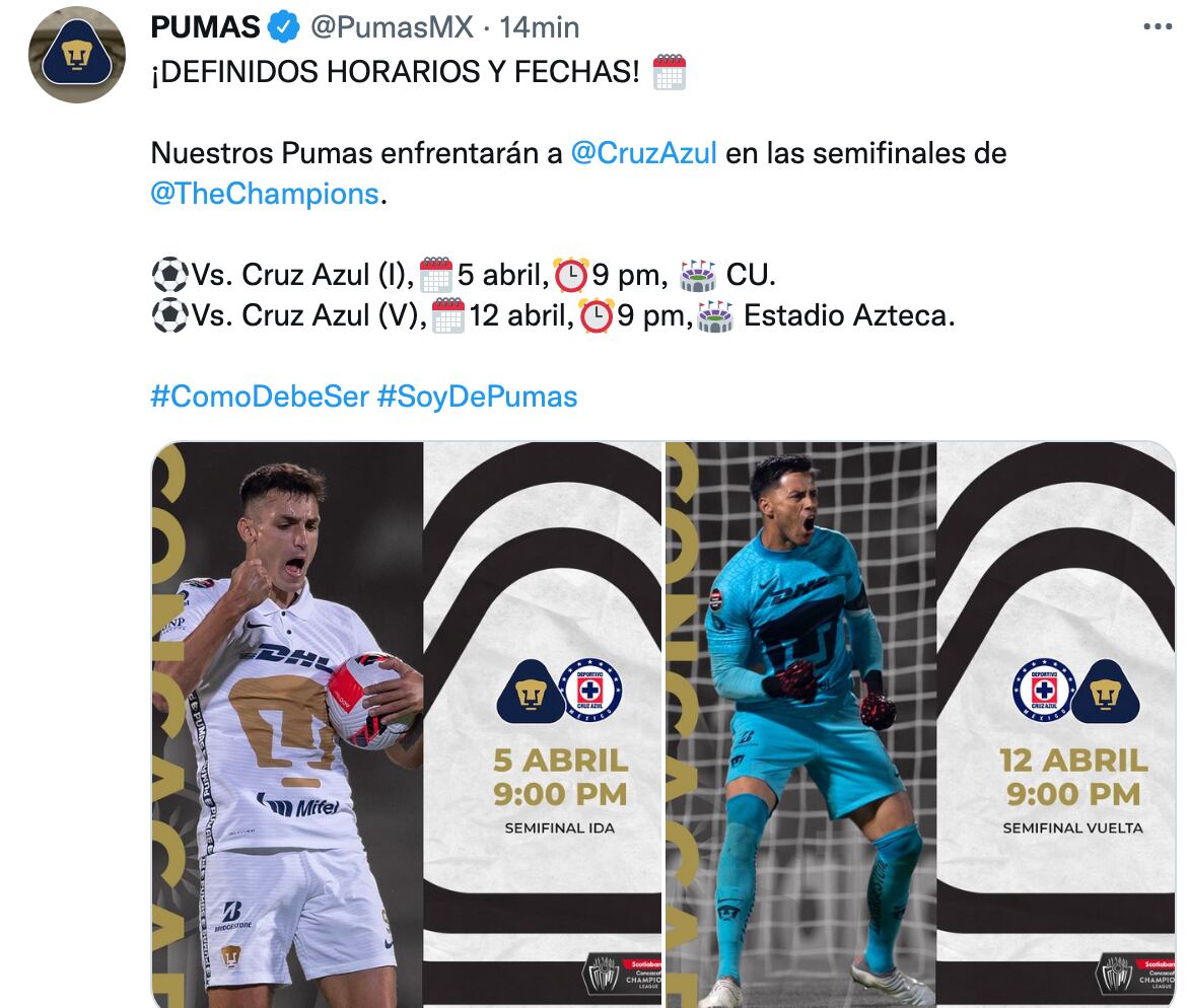 Pumas Cruz Azul en la Concachampions