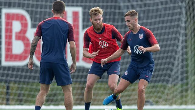 La selección de Estados Unidos durante una sesión de entrenamiento.