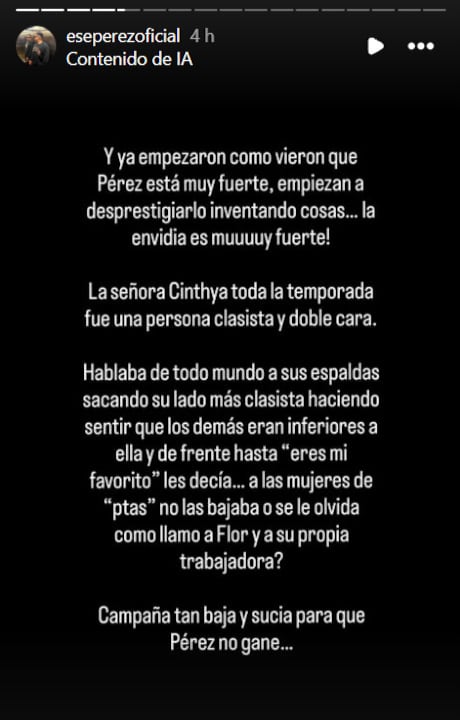 Ese Pérez responde a los señalamientos por misógino