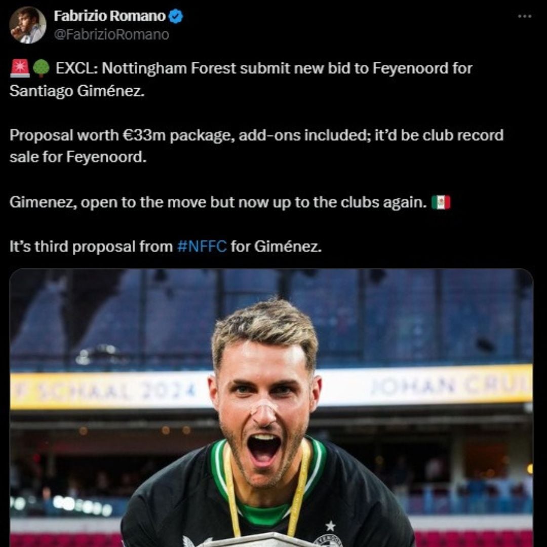 Millonaria oferta del Nottingham Forest por Santiago Giménez.