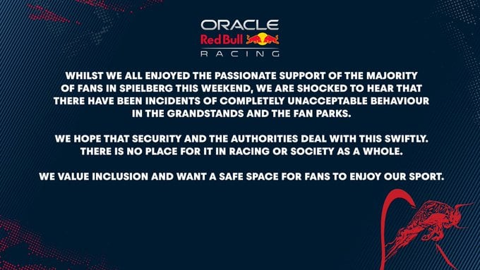 Red Bull lamenta los sucedido en Austria