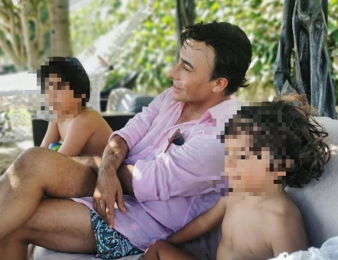 Adal Ramones y sus hijos Diego y Cristobal