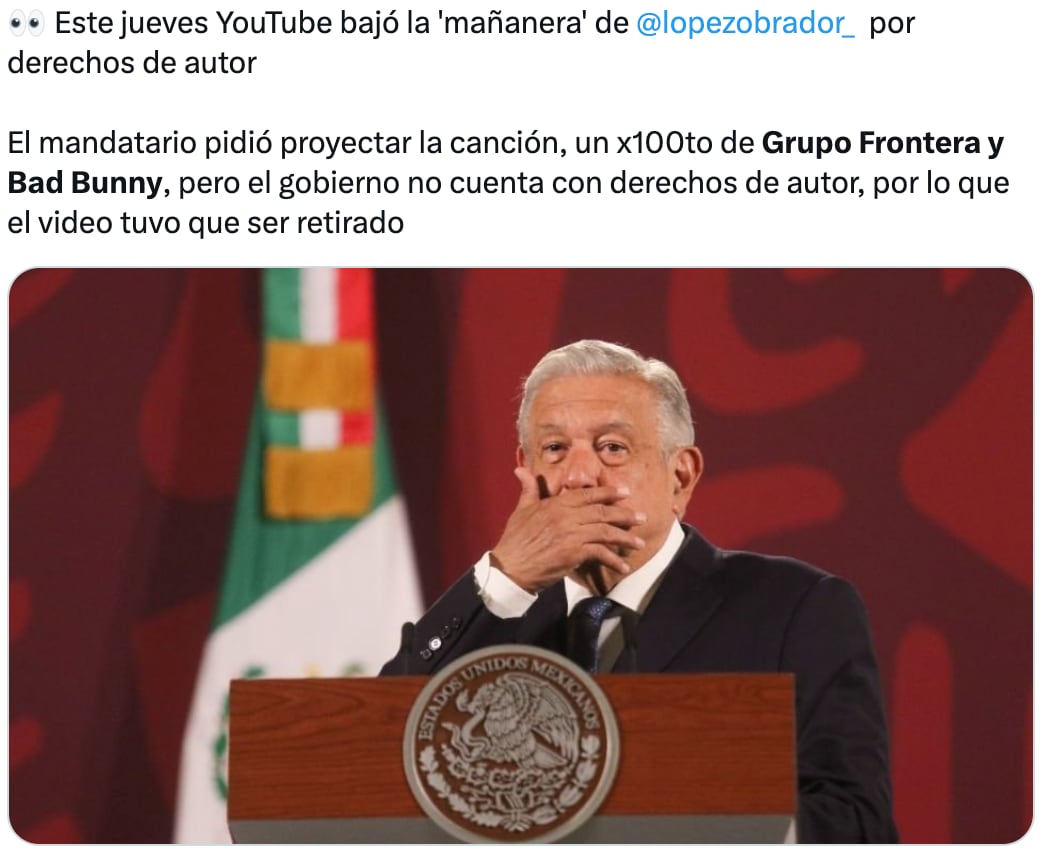 Memes de AMLO agradecen a Grupo Frontera y Bad Bunny por tirarle la mañanera
