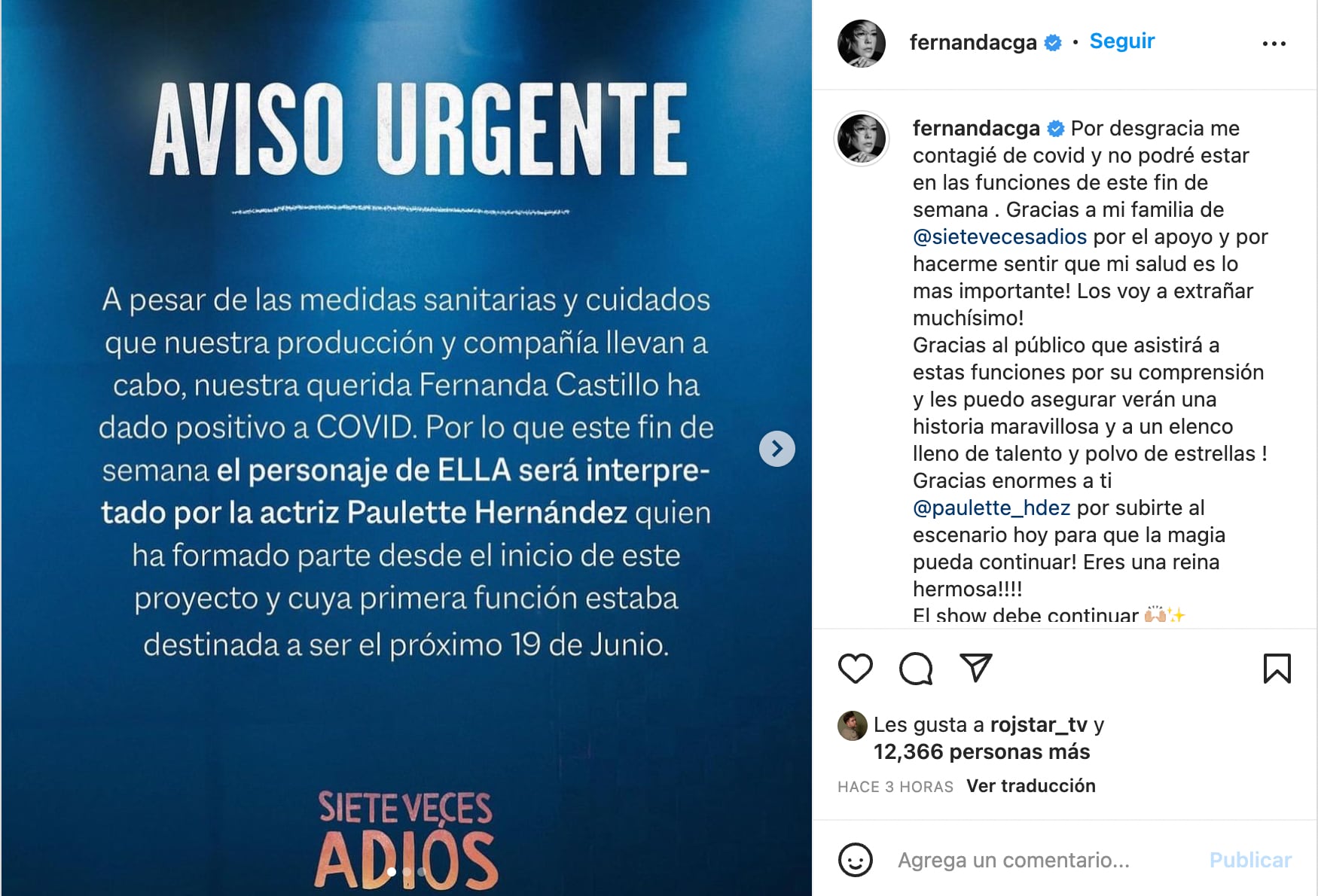 Fernanda Castillo tiene Covid-19