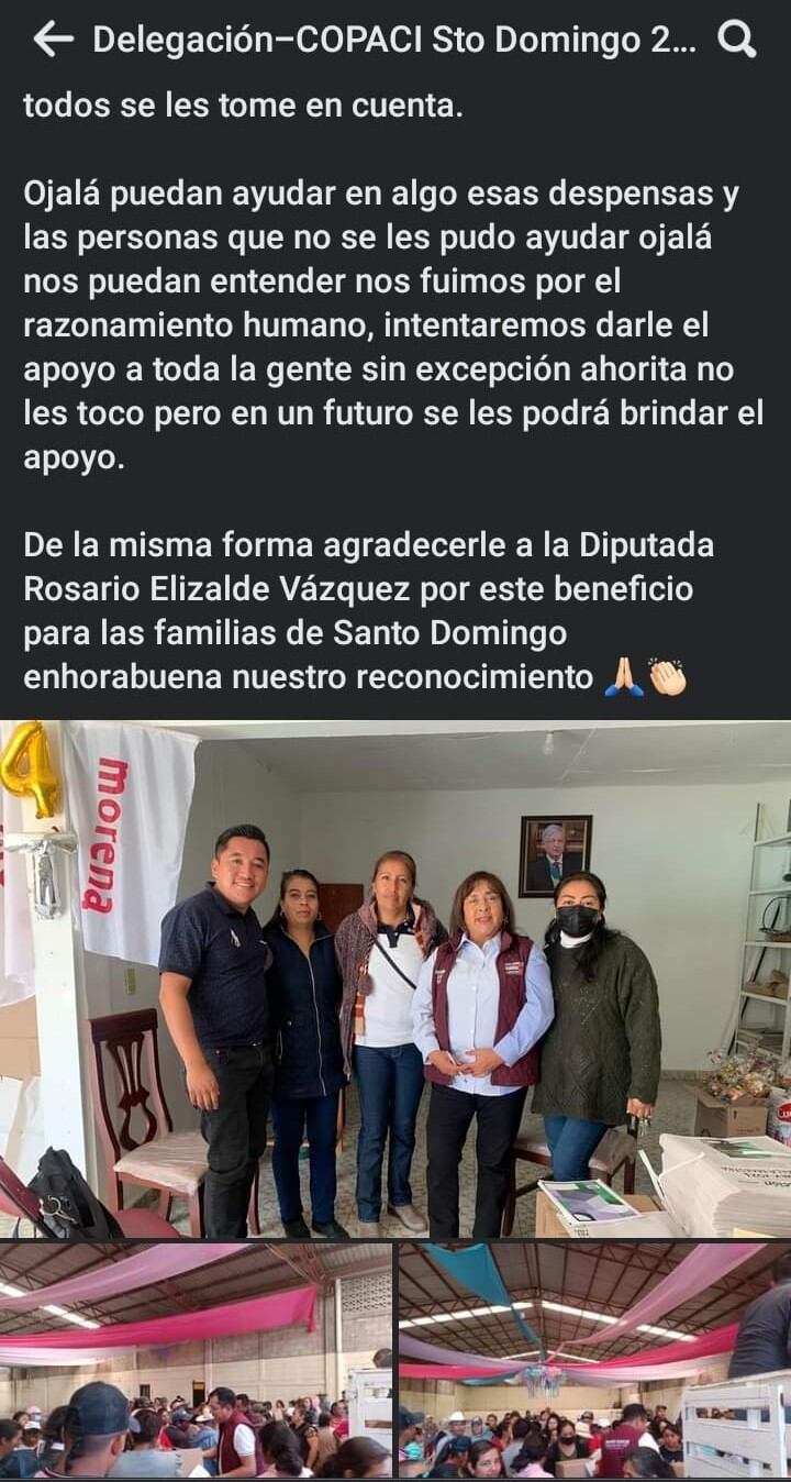 Organización de COPACI para la entrega de despensas