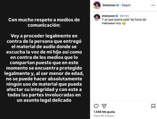 Imelda Garza Tuñón tomará acciones legales en contra de quienes compartieron el audio de su hijo