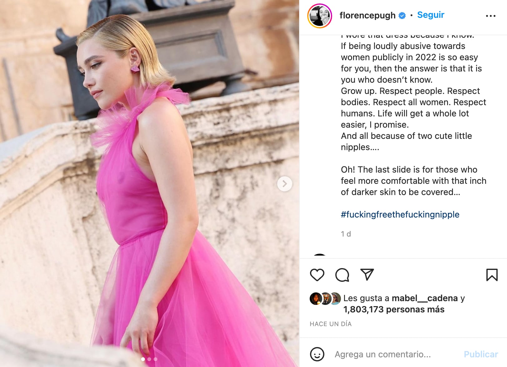Florence Pugh con un vestido transparente de Valentino