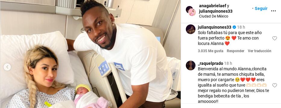 Julián Quiñones se convierte en padre