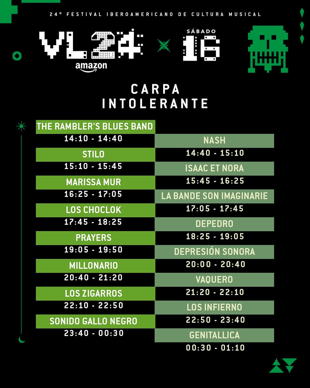 Vive Latino 2024: Artistas y horario para escenario Carpa Intolerante del 16 y 17 de marzo