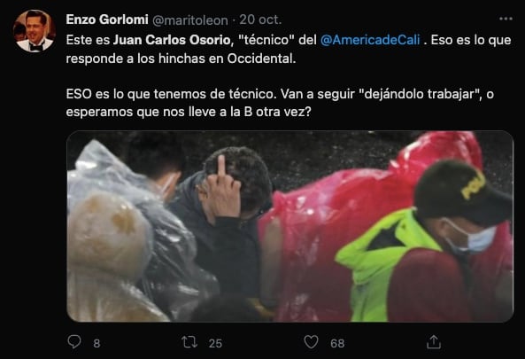 Juan Carlos Osorio hizo una señal obscena a la afición del América de Cali